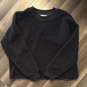 American Eagle Black Sherpa Crewneck Pullover